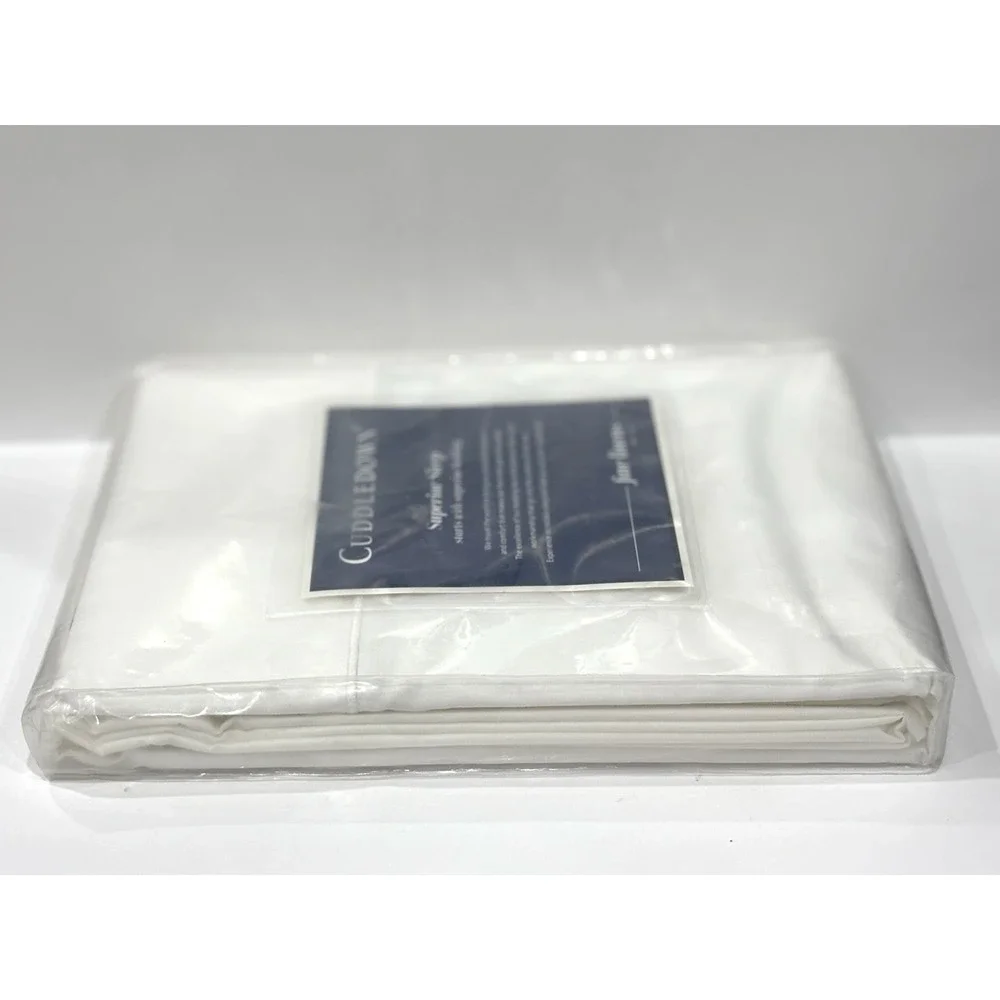 Cuddledown Queen Flat Sheet Ivory 400TC Wrinkle-Free Percale Cotton 94x105 New